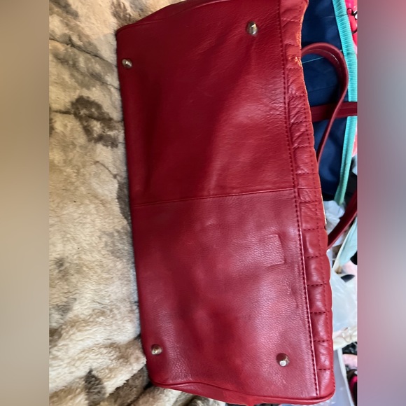 BCBG MAXAZRIA cranberry leather shoulder satchel bag $458 retail - Picture 5 of 10